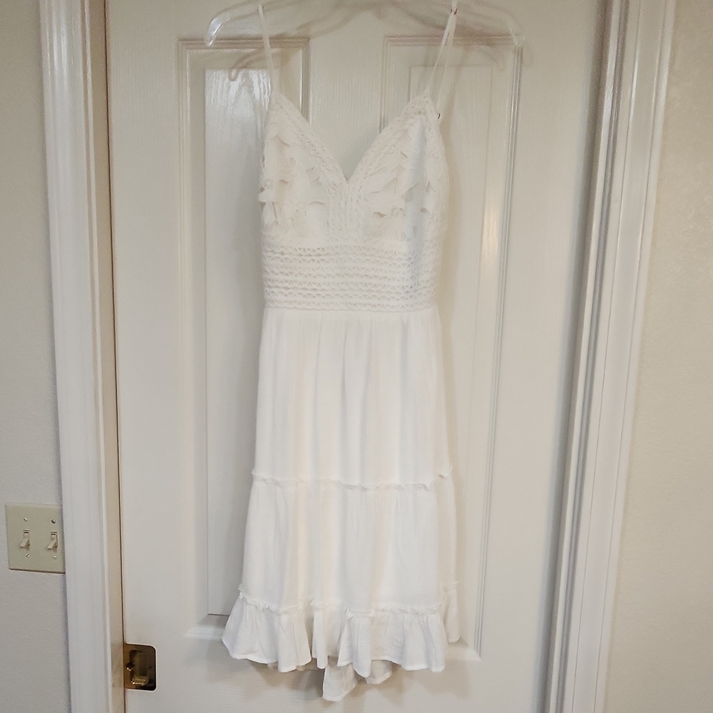 Shyanne White Lace Crochet Trim Sleeveless Top